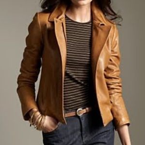 Talbots size 4P 100% genuine leather bomber jacket